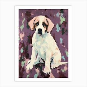 A Saint Bernard Dog Painting, Impressionist 2 Art Print