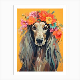 Afghan Hound Portrait With A Flower Crown, Matisse Painting Style 4 Art Print
