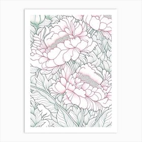 White Wings Peonies Pink 2 Drawing Art Print