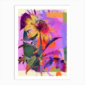 Cineraria 7 Neon Flower Collage Art Print