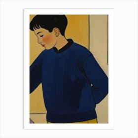 Boy In A Blue Sweater Art Print