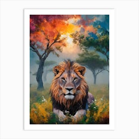 Lion In The Forest Art Print