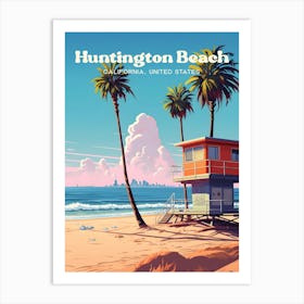 Huntington Beach California Oceanside Modern Travel Art Art Print