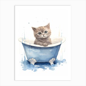 Scottish Fold Cat In Bathtub Bathroom 4 Art Print