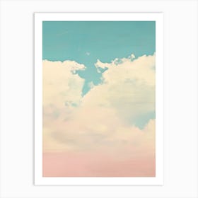 Cloud Wall Art Painting Pastel Pink Blue Sky Print Detail C Art Print