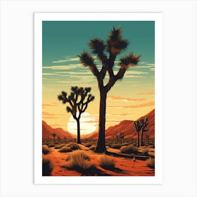  Retro Illustration Of A Joshua Trees At Dusk In Desert 2 Art Print