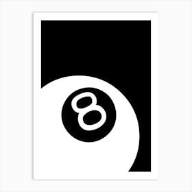 8 Ball White And Black Art Print