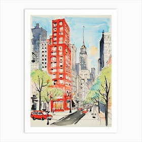 The Langham, Chicago   Chicago, Illinois  Resort Storybook Illustration 2 Art Print