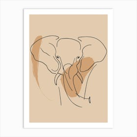 Elephant Head - Boho, Line Art 1 Art Print