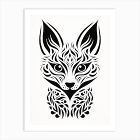 Linocut Fox Pattern 10 Art Print