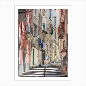 Alleyway In The Old Town Of Naples Art Print