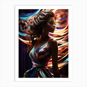 Beautiful Woman In A Colorful Dress Art Print