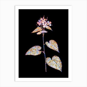 Stained Glass Morning Glory Flower Mosaic Botanical Illustration on Black Art Print
