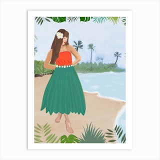 Hula Dancer Girl Art Print