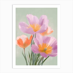 Crocus Flowers Acrylic Painting In Pastel Colours 2 Art Print