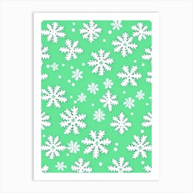 Snowflakes In The Snow,  Snowflakes Kids Illustration 1 Art Print