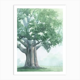 Banyan Tree Atmospheric Watercolour Painting 3 Art Print