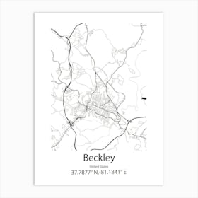 Beckley,United States Minimalist Map 1 Art Print