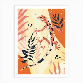 Red Mediterranean House Gecko Abstract Modern Illustration 1 Art Print