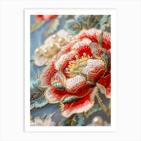 Embroidered Flowers 1 Art Print