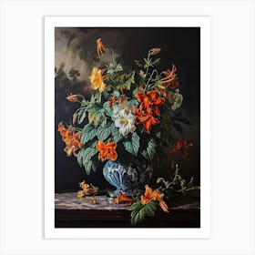 Baroque Floral Still Life Lobelia 3 Art Print