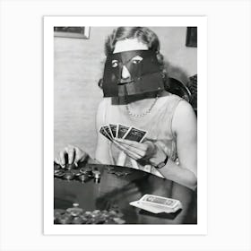 Masked Woman Playing Poker Art Print