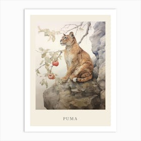 Beatrix Potter Inspired  Animal Watercolour Puma 2 Art Print