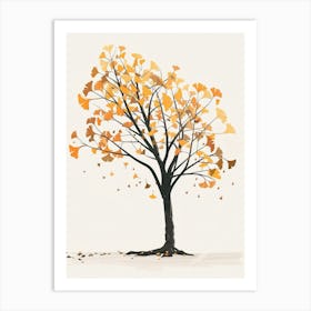 Ginkgo Tree Pixel Illustration 2 Art Print