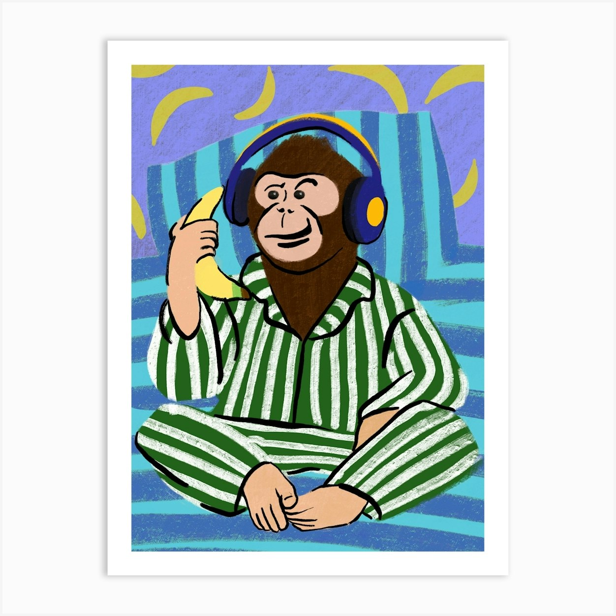 Monkey In Pajamas Art Print by MRHWALLPRINTS