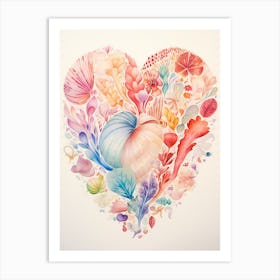 Shell Heart Rainbow Detailed Heart 3 Art Print