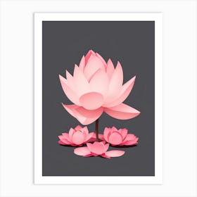 A Pink Lotus In Minimalist Style Vertical Composition 13 Art Print