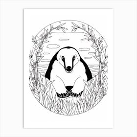 Line Art Jungle Animal Tamandua 1 Art Print