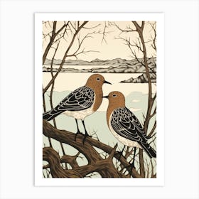 Art Nouveau Birds Poster Dunlin 2 Art Print