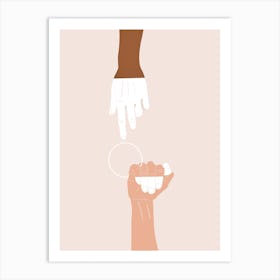 Two Hands Reaching For Something Art Print