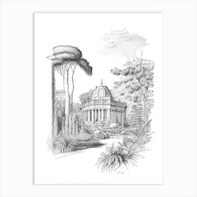 Giardini Botanici Villa Taranto, Italy Vintage Pencil Drawing Art Print