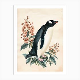 Adlie Penguin Livingston Island Vintage Botanical Painting 2 Art Print