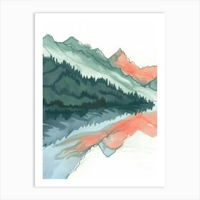 Mountain Landscape Watercolor Painting Art Print