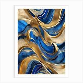 Abstract Blue And Gold 11 Art Print