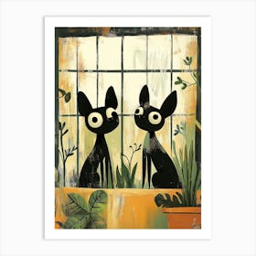 Two Dogs In A Botanical Garden Canvas Print Art Print