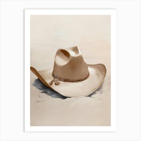 Cowgirl Hat in Brown, Southern Trendy Art Art Print