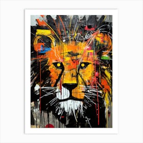 Lion in Basquiat style 2 Art Print