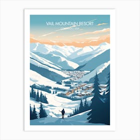 Poster Of Vail Mountain Resort   Colorado, Usa, Ski Resort Illustration 3 Art Print