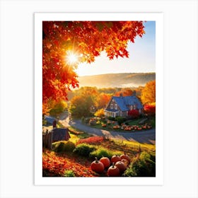 Autumnal Landscape Enhanced Saturation Leaves In Mid Fall Bright Sun Casting Dynamic Shadows Gli (2) Art Print