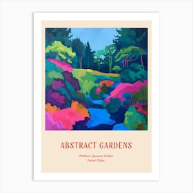 Colourful Gardens Portland Japanese Garden Usa 1 Red Poster Art Print