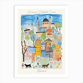 Poster Of Istanbul, Dreamy Storybook Illustration 1 Art Print