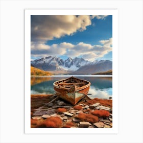 Old Boat On The Lake Art Print