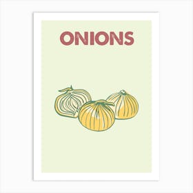 Onion, Condiment, Kitchen, Cartoon, Art, Style, Minimal, Wall Print Art Print