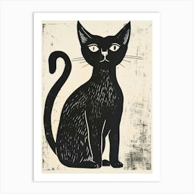 Siamese Cat Linocut Blockprint 6 Art Print