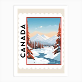 Retro Winter Stamp Poster Banff Canada 1 Art Print