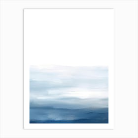 Watercolour Blue White Abstract Water 1 Art Print